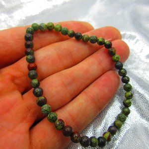 Dragon Bloodstone 4mm Round 7" Stretchy Gemstone Bracelet